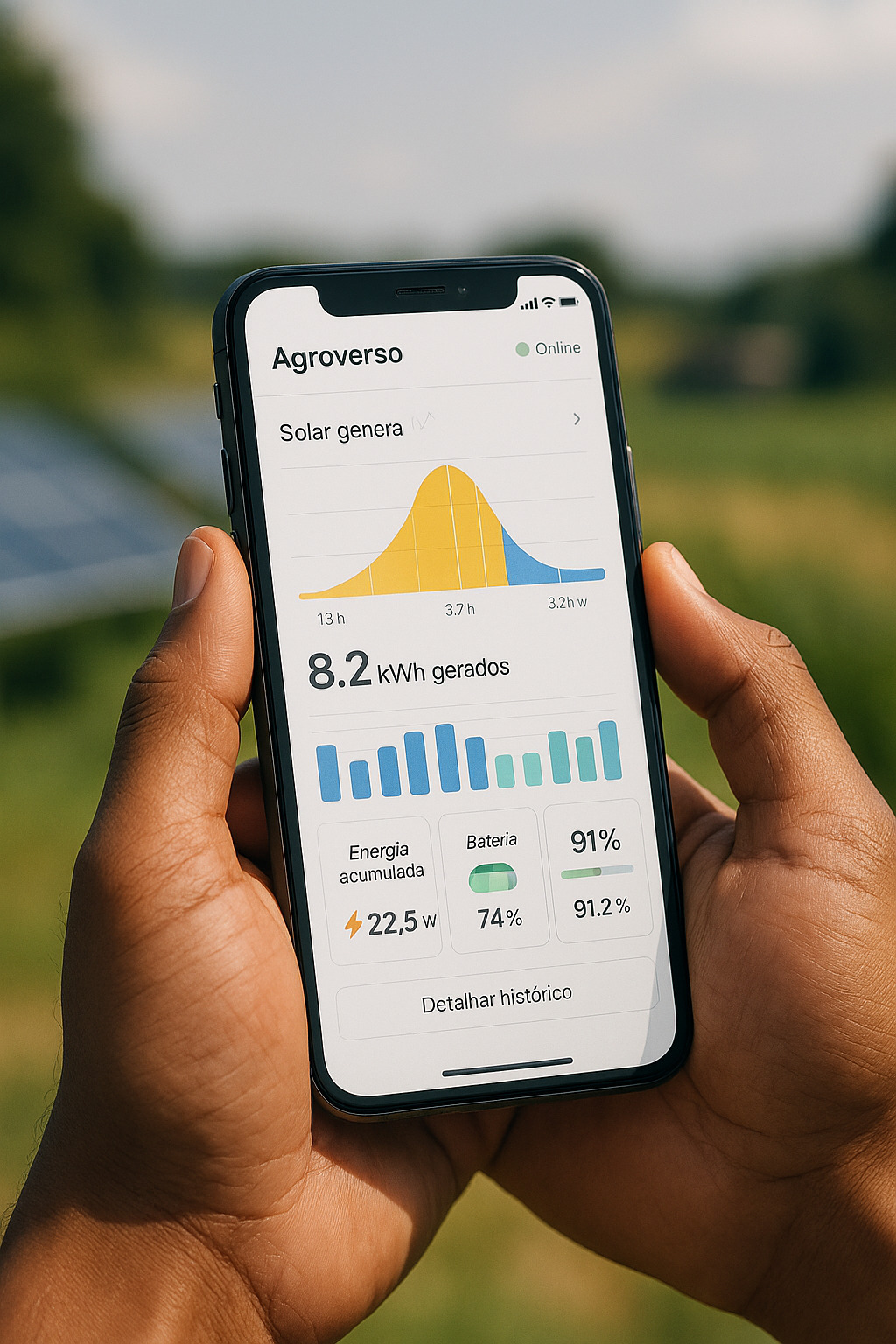 Painel digital Agroverso exibindo dados em tempo real
