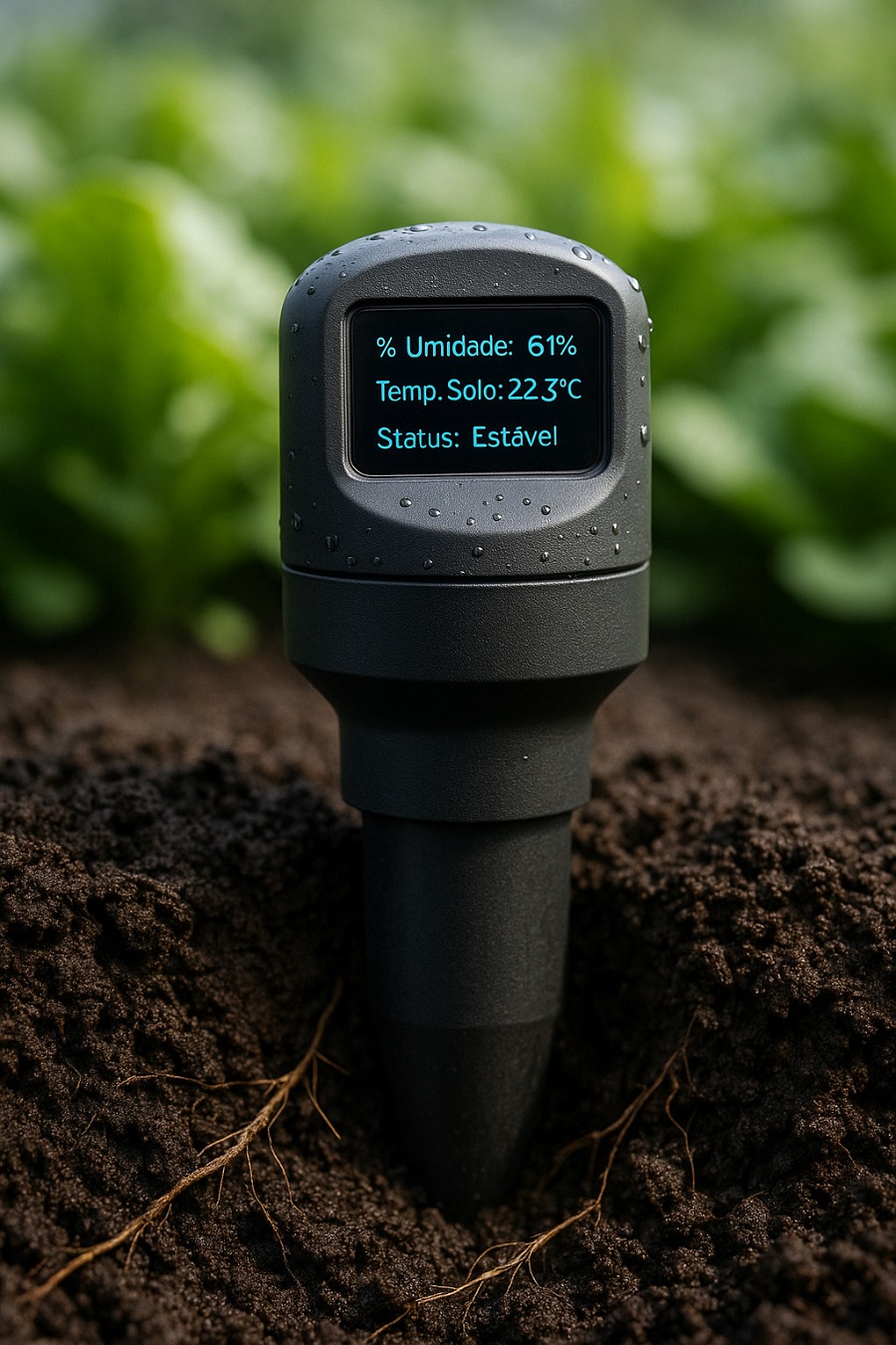 Sensores de solo instalados com automação digital